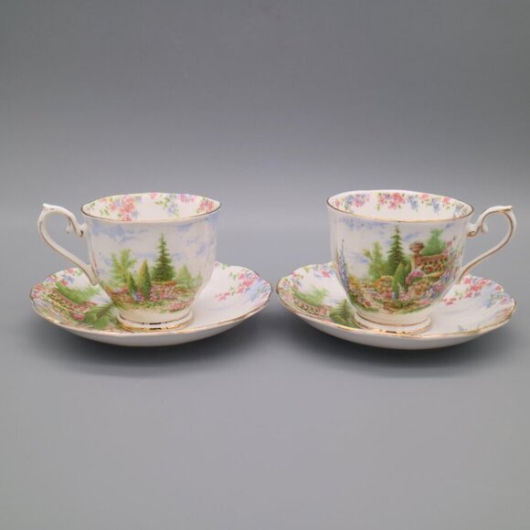 Royal Albert English Bone China "Kentish Rockery" Teacup & Saucers Set of 3 - Picture 5 of 5